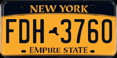 NY license plate FDH3760