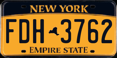 NY license plate FDH3762