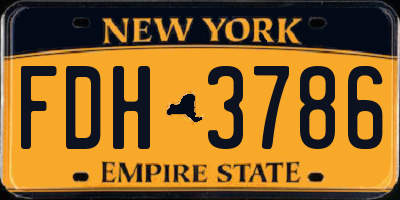 NY license plate FDH3786