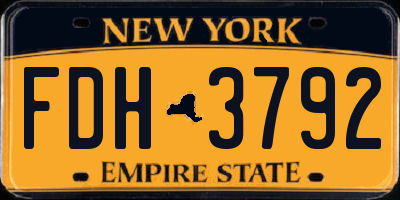 NY license plate FDH3792