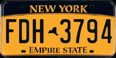 NY license plate FDH3794