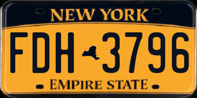 NY license plate FDH3796