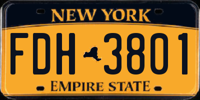 NY license plate FDH3801