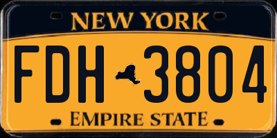 NY license plate FDH3804