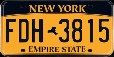 NY license plate FDH3815
