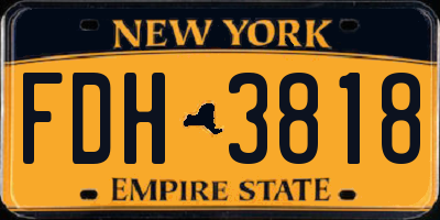 NY license plate FDH3818