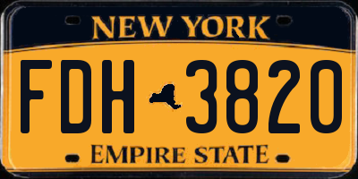 NY license plate FDH3820