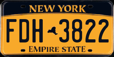 NY license plate FDH3822