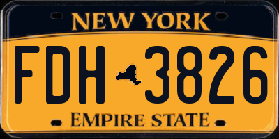 NY license plate FDH3826