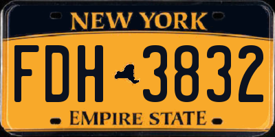 NY license plate FDH3832