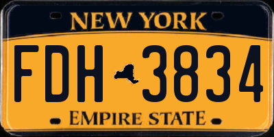 NY license plate FDH3834