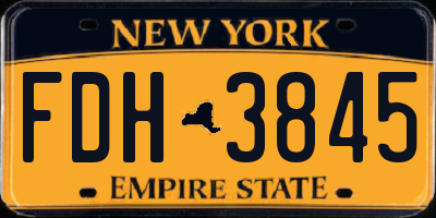 NY license plate FDH3845