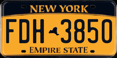 NY license plate FDH3850