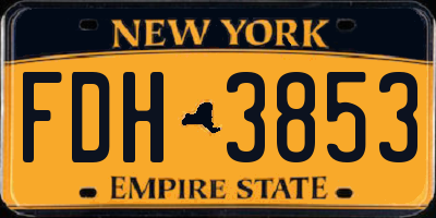 NY license plate FDH3853