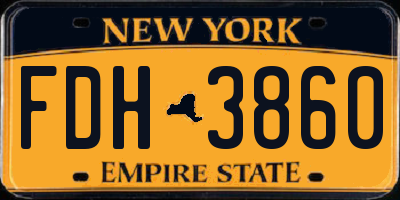 NY license plate FDH3860