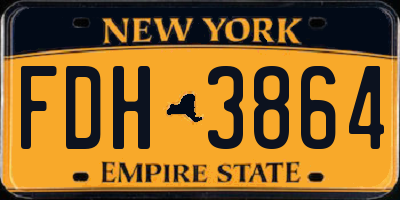 NY license plate FDH3864