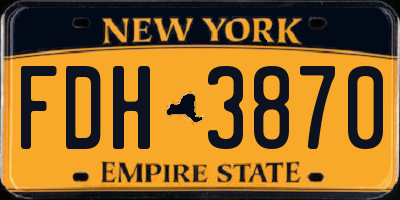 NY license plate FDH3870