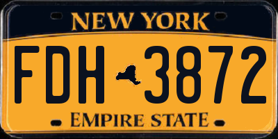 NY license plate FDH3872