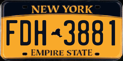 NY license plate FDH3881