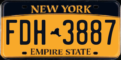 NY license plate FDH3887