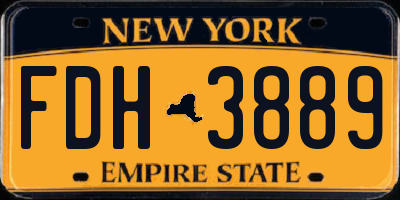 NY license plate FDH3889