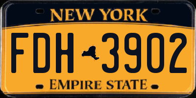 NY license plate FDH3902