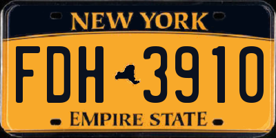 NY license plate FDH3910