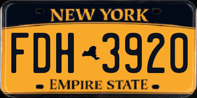 NY license plate FDH3920