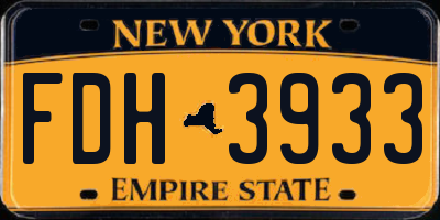 NY license plate FDH3933