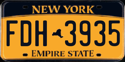 NY license plate FDH3935