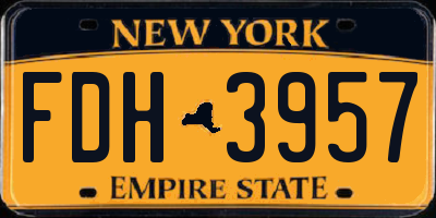 NY license plate FDH3957