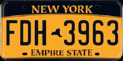 NY license plate FDH3963