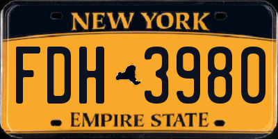 NY license plate FDH3980