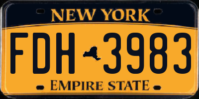 NY license plate FDH3983