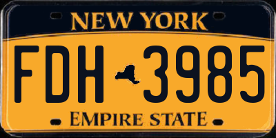 NY license plate FDH3985