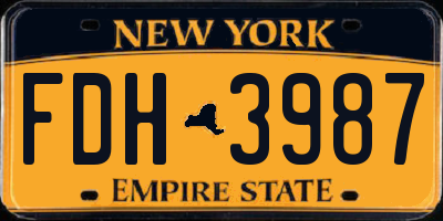 NY license plate FDH3987