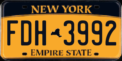 NY license plate FDH3992
