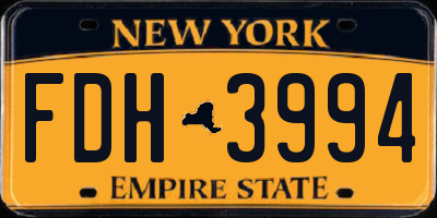 NY license plate FDH3994