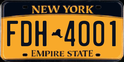 NY license plate FDH4001