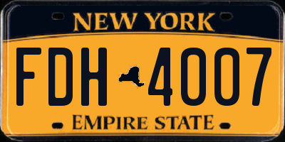 NY license plate FDH4007