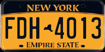 NY license plate FDH4013