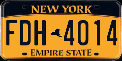 NY license plate FDH4014