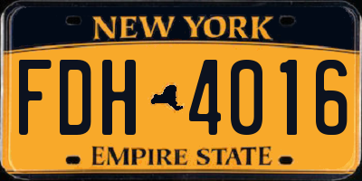 NY license plate FDH4016