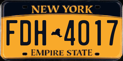 NY license plate FDH4017