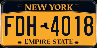 NY license plate FDH4018