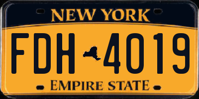 NY license plate FDH4019