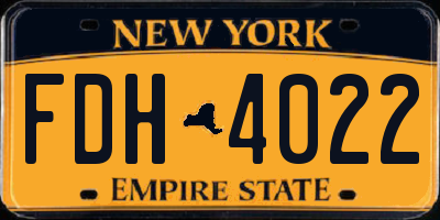 NY license plate FDH4022