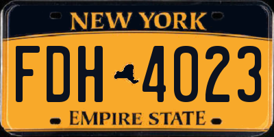 NY license plate FDH4023