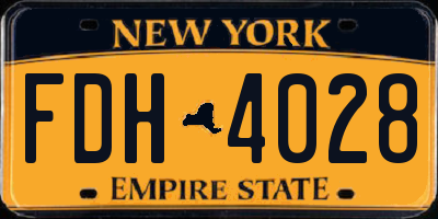 NY license plate FDH4028