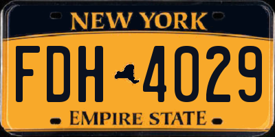 NY license plate FDH4029
